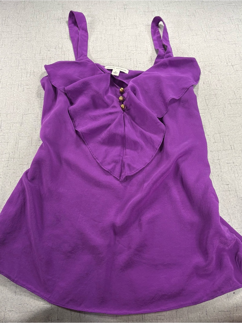 Banana Republic 100% Silk Purple Ruffle V-Neck Camisole Top